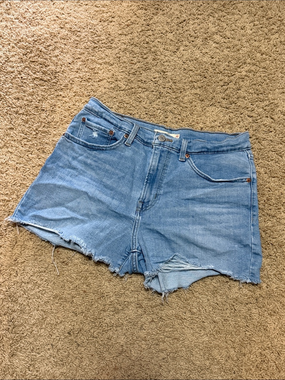 Levi's Light Blue Distressed Denim Cutoff Shorts
